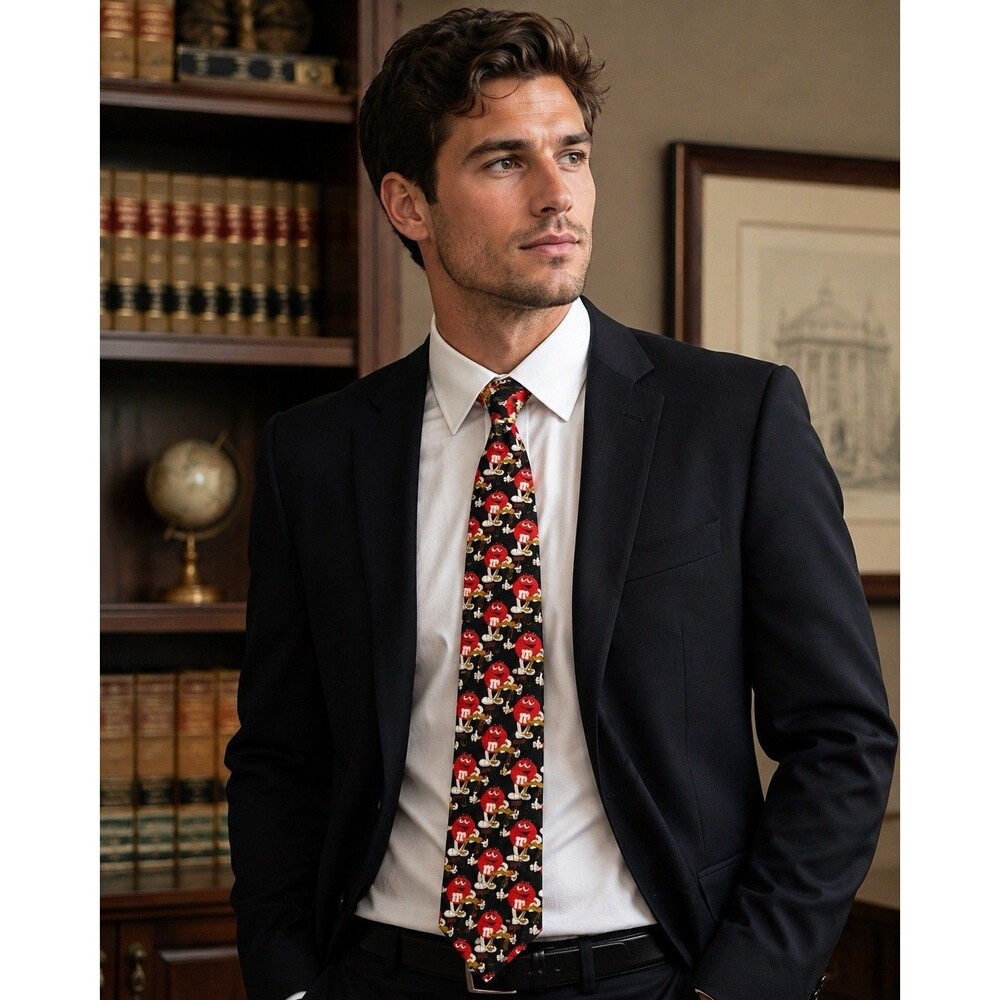M&M’s Lawyer Repeat Tie Ralph Marlin 100% Silk Lawyer Legal Novelty USA